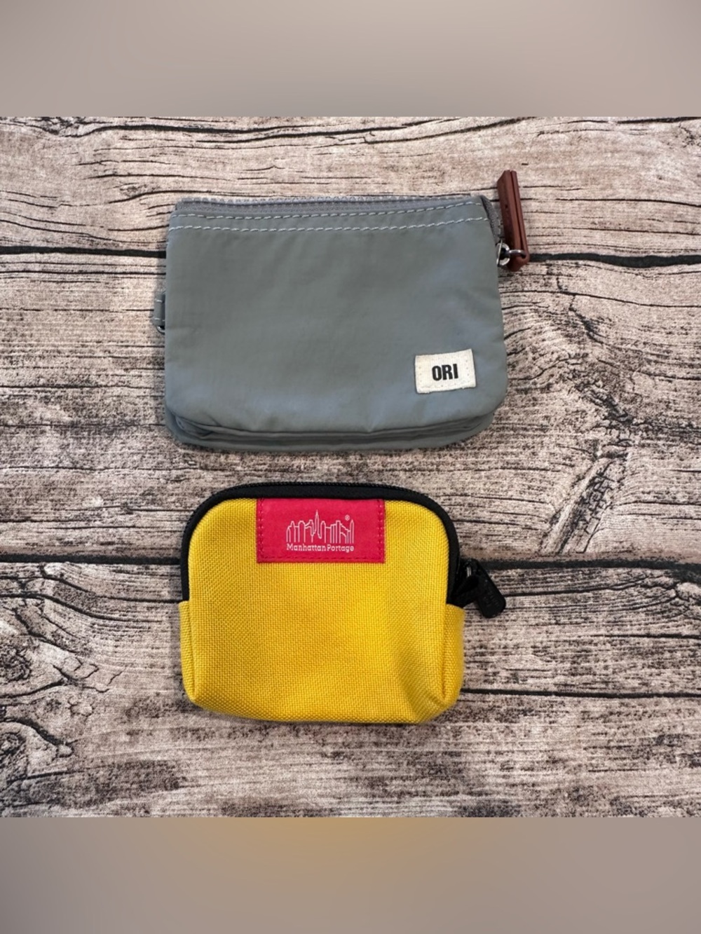 Gray ORI London Carnaby Wallet + Yellow Manhattan Portage Coin Case
